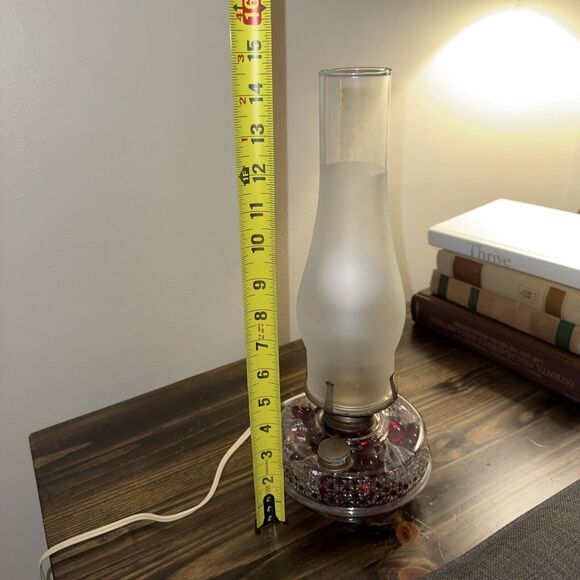 Antique Mid Century Glass Oil Lamp Converted Electric Frosted Chimney - Picture 16 of 16